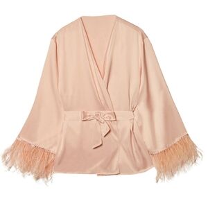 Blush Pink Feather Trim Robe Size 16